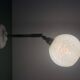 Applique globe vintage en verre de Clichy blanc
