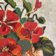 Peinture huile sur toile capucines fleurs vintage