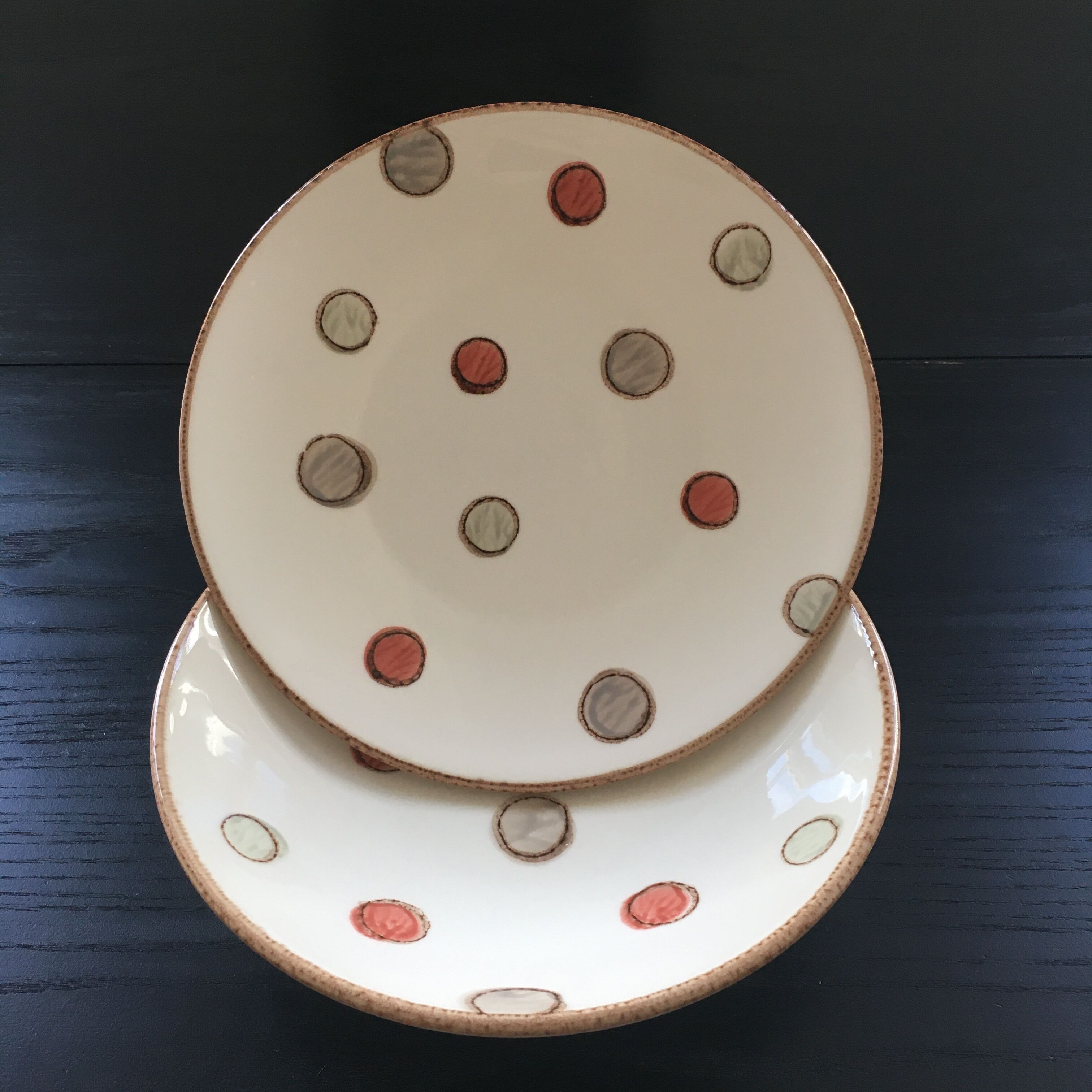 Set of 2 polka dot decor plates
