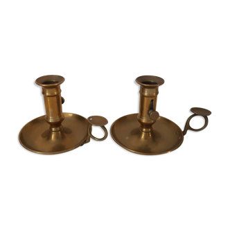 Lot of 2 brass hand candlesticks "Louis Philippe"