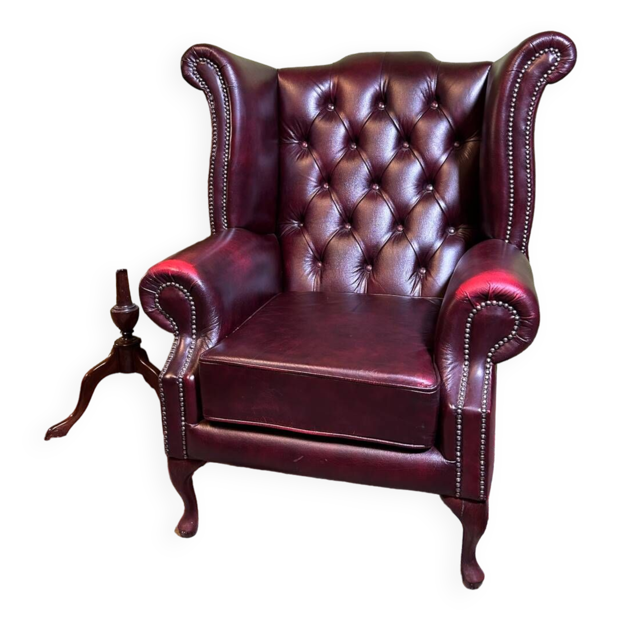 Vintage Brocante Leather Chesterfield Armchair