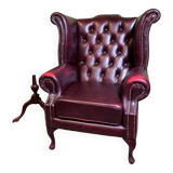 Vintage Brocante Leather Chesterfield Armchair