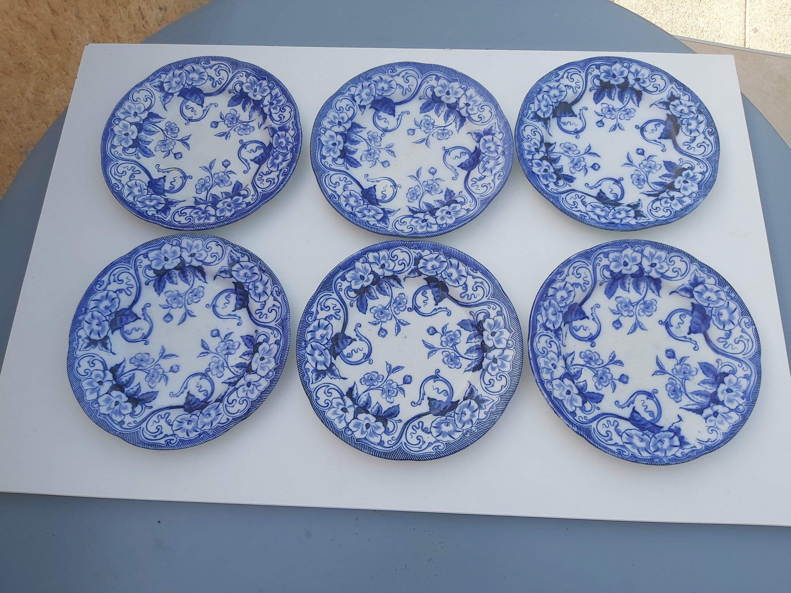 6 flat plates Creil and Montereau Flora