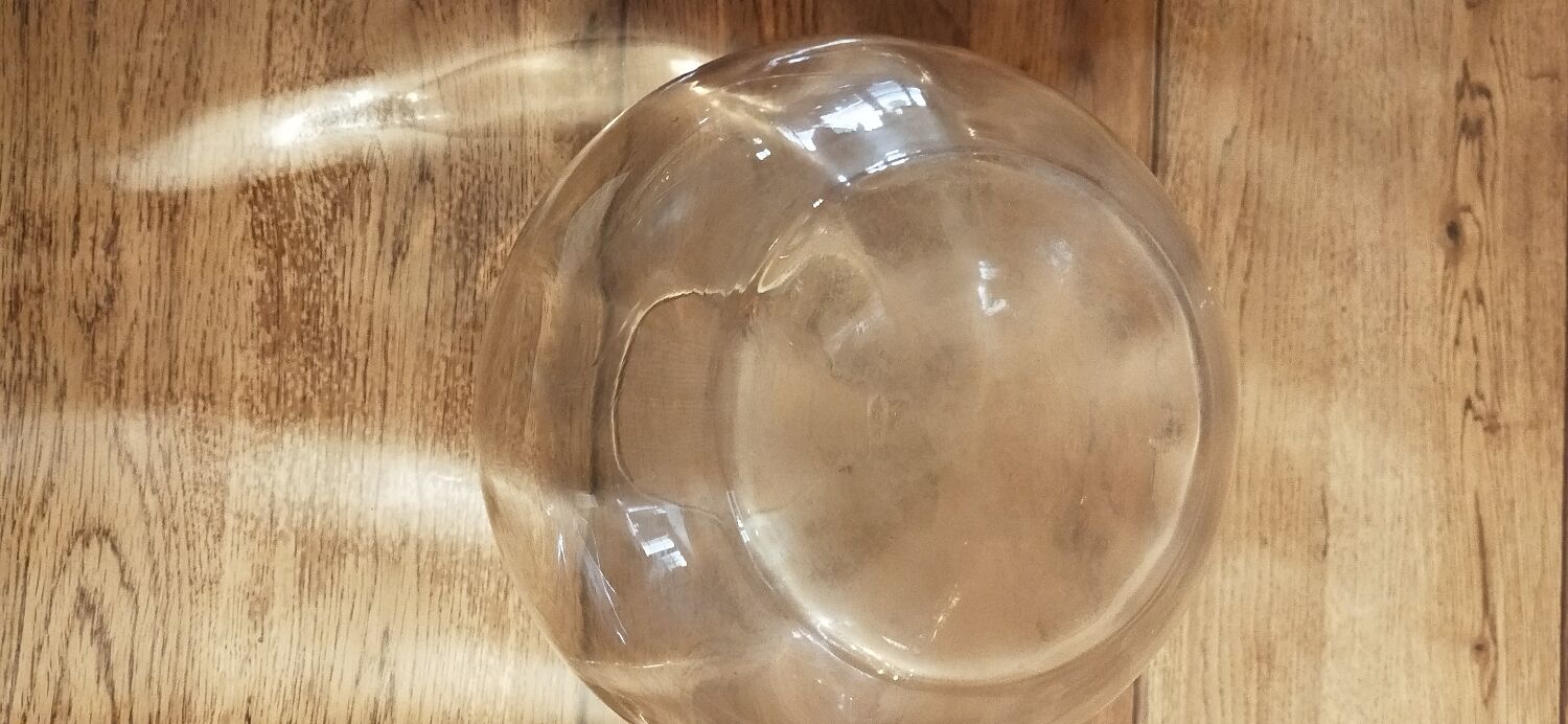 Faceted pink glass vase