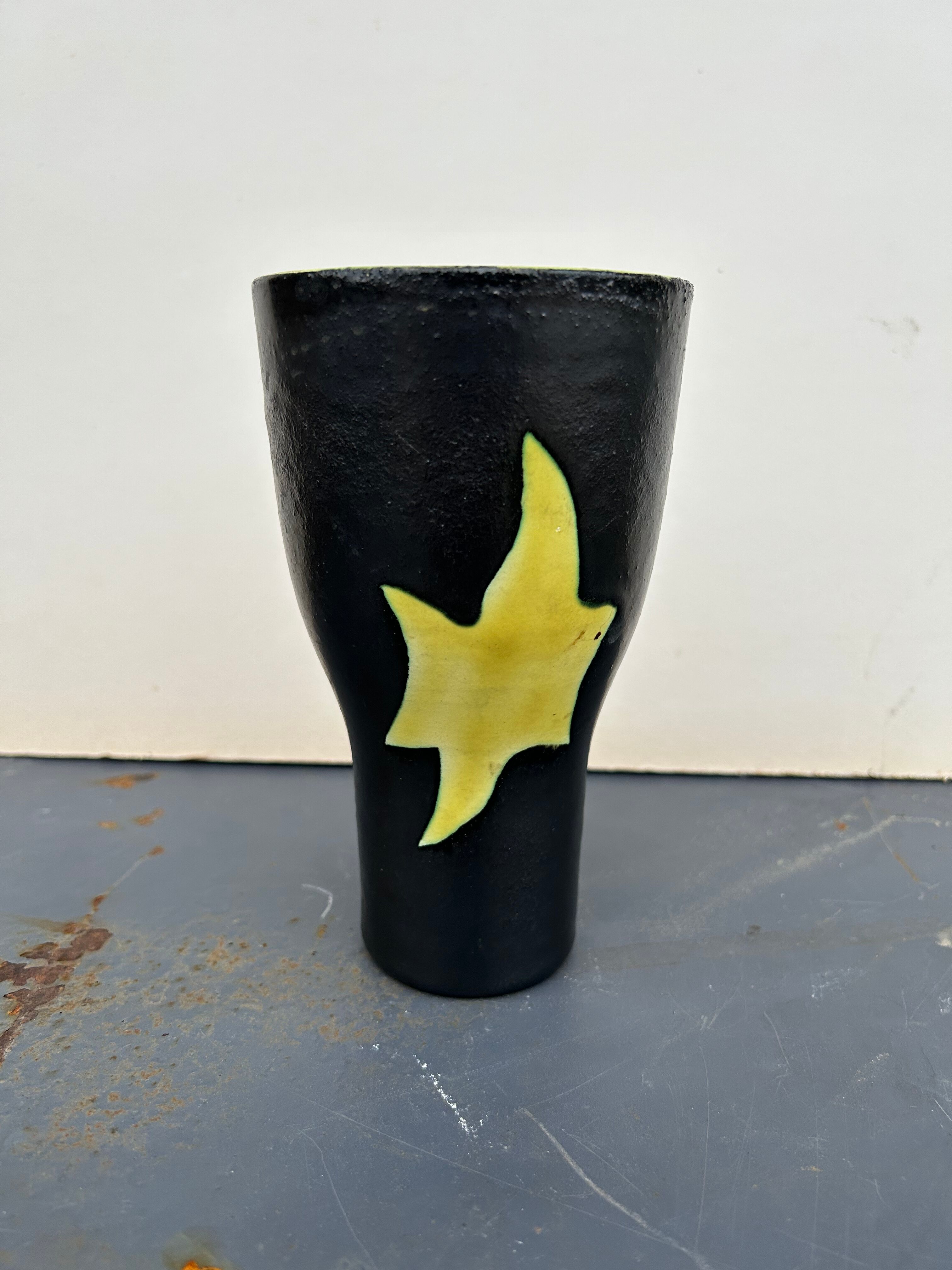 Vintage ceramic vase abstract décor by Elchinger