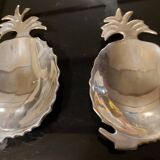 2 coupelles ananas en métal argenté