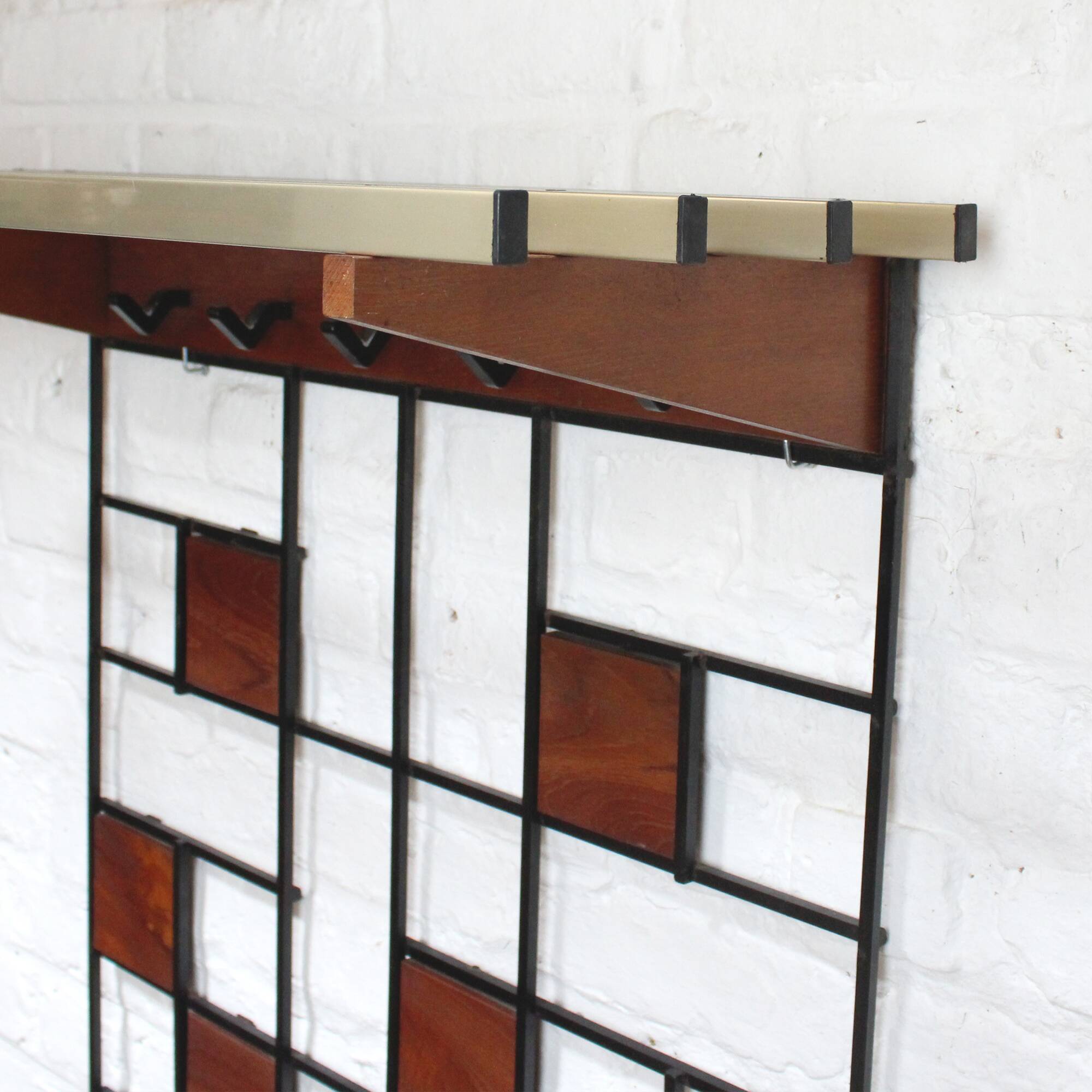 1960s modernist wall coat rack