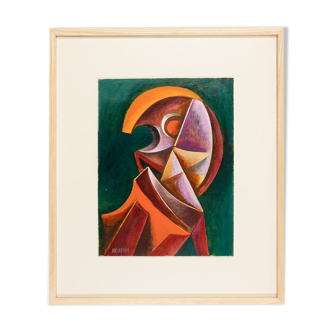 Portrait cubiste, huile sur plaque, 52 x 62 cm