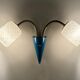 Vintage 50s Blue Glass Wall Lamp