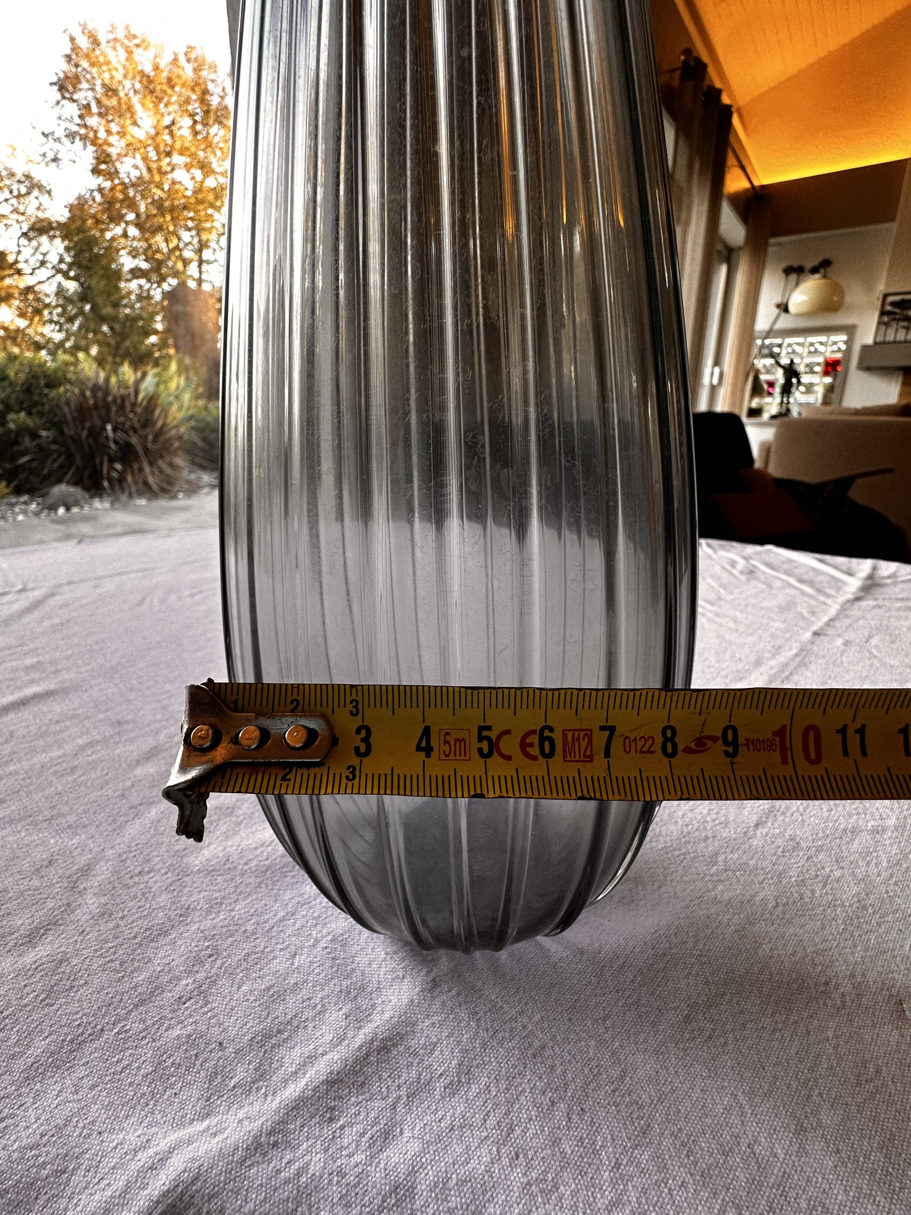 Salviati soliflore vase Aria Piccolo model in blue gray ribbed glass