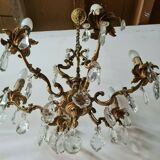 Lustre en bronze à pampilles style LOUIS XV