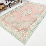 Pink madallion carpet rug 310x199cm