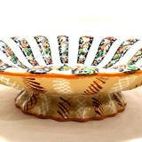 Ancien plat sur pied signé Pesaro Italia années 20 multicolore
