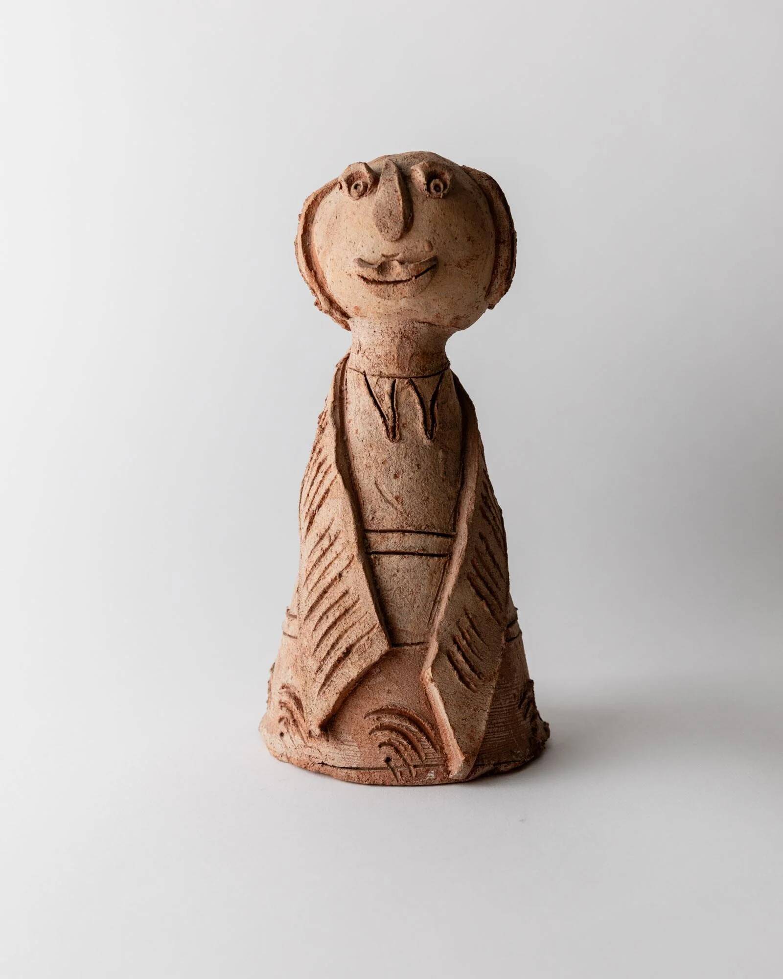 Vintage terracotta ceramic sculpture from the 1960s.