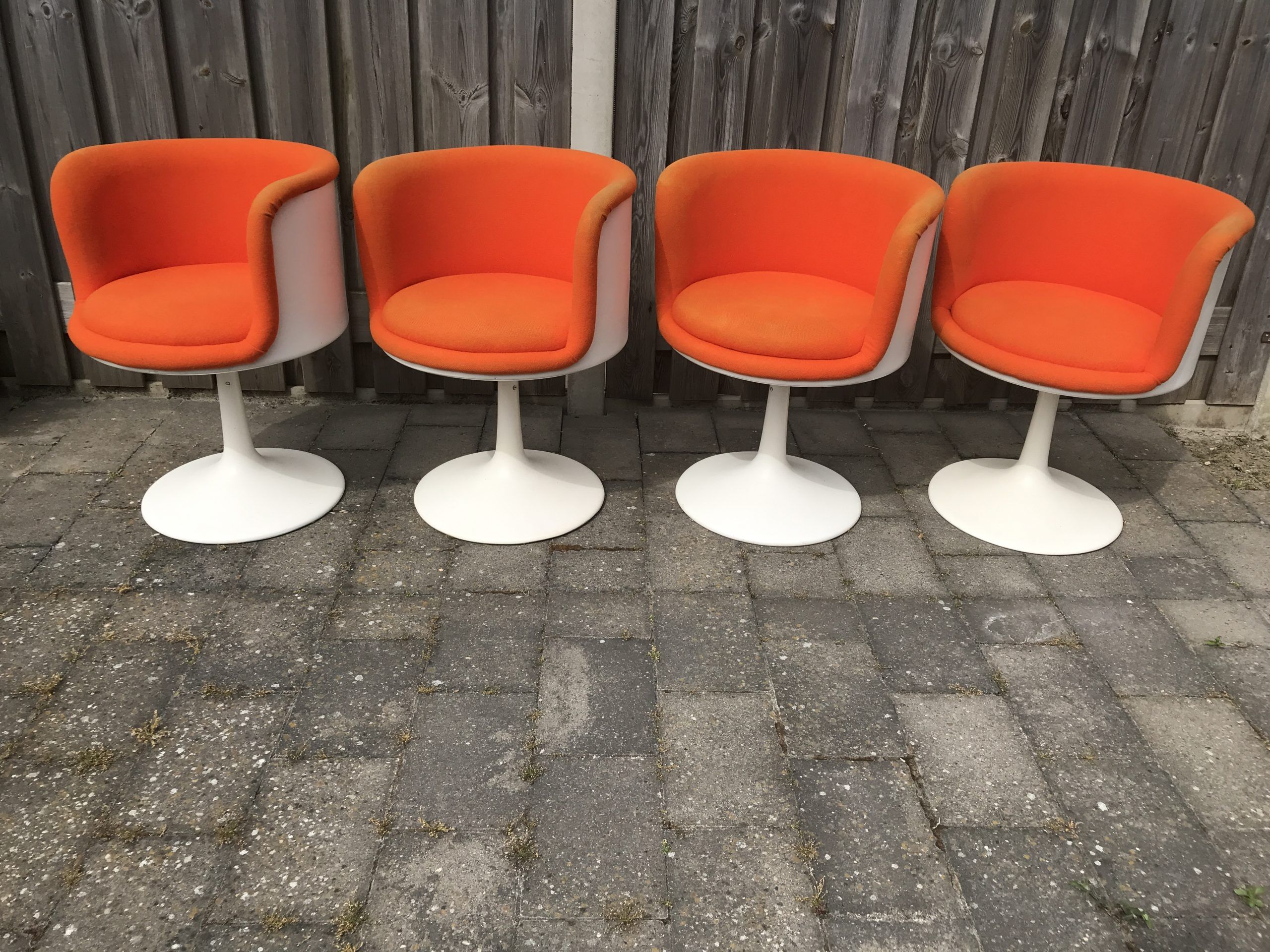 Fiberglass swivel dining chair by TopForm 1970s Netherlands, set of 4