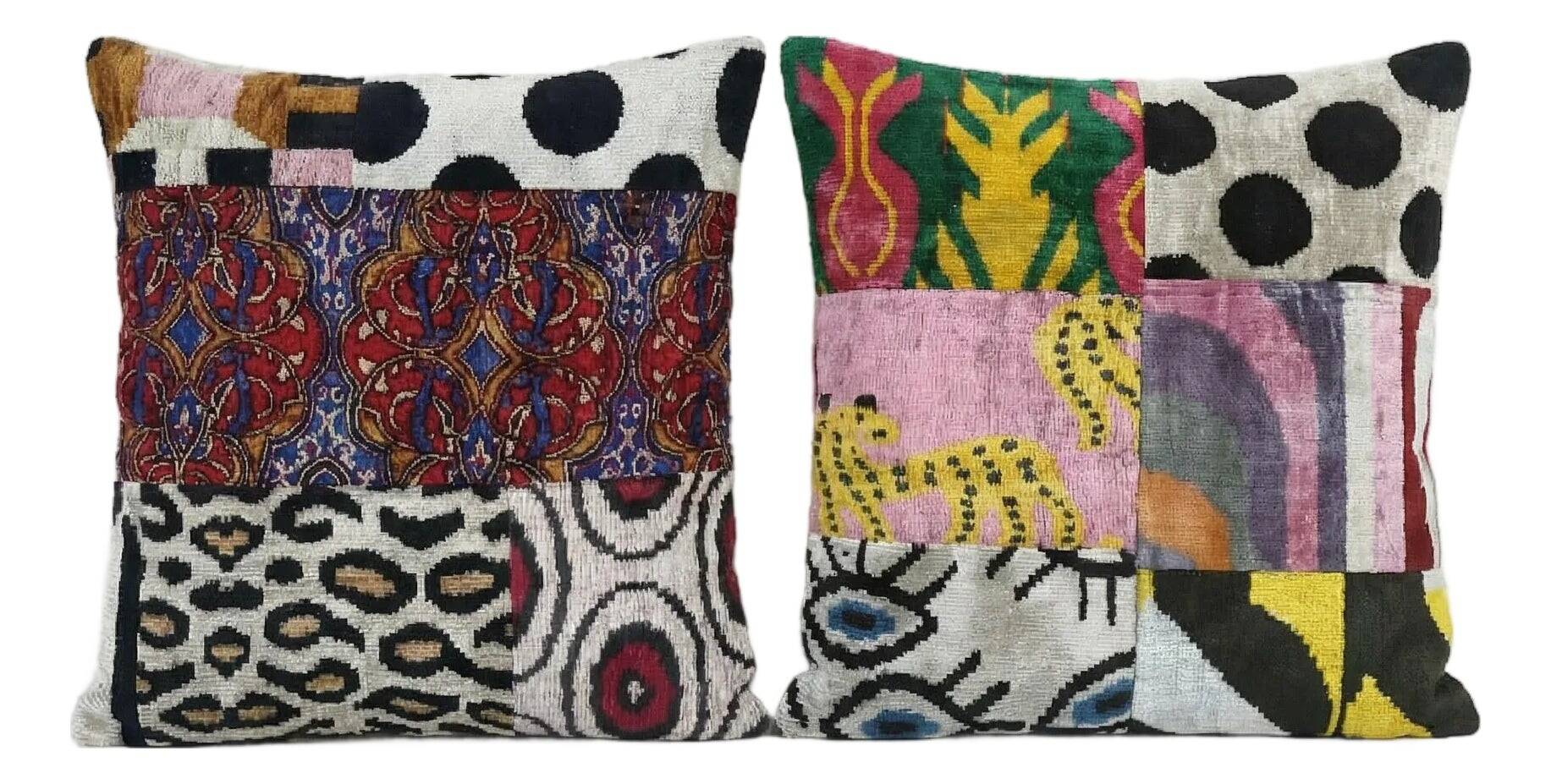 Set of 2 vintage ikat cushion covers 48x51 cm