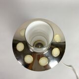 Lampe de table en verre opale et laiton plaqué, milieu du siècle, années 1960