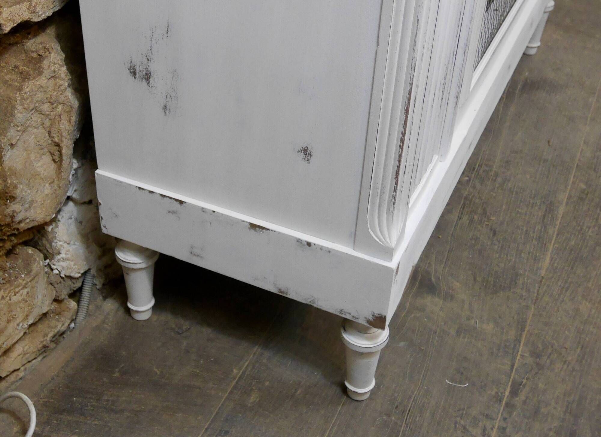 shabby wardrobe with Louis XVI style mesh door