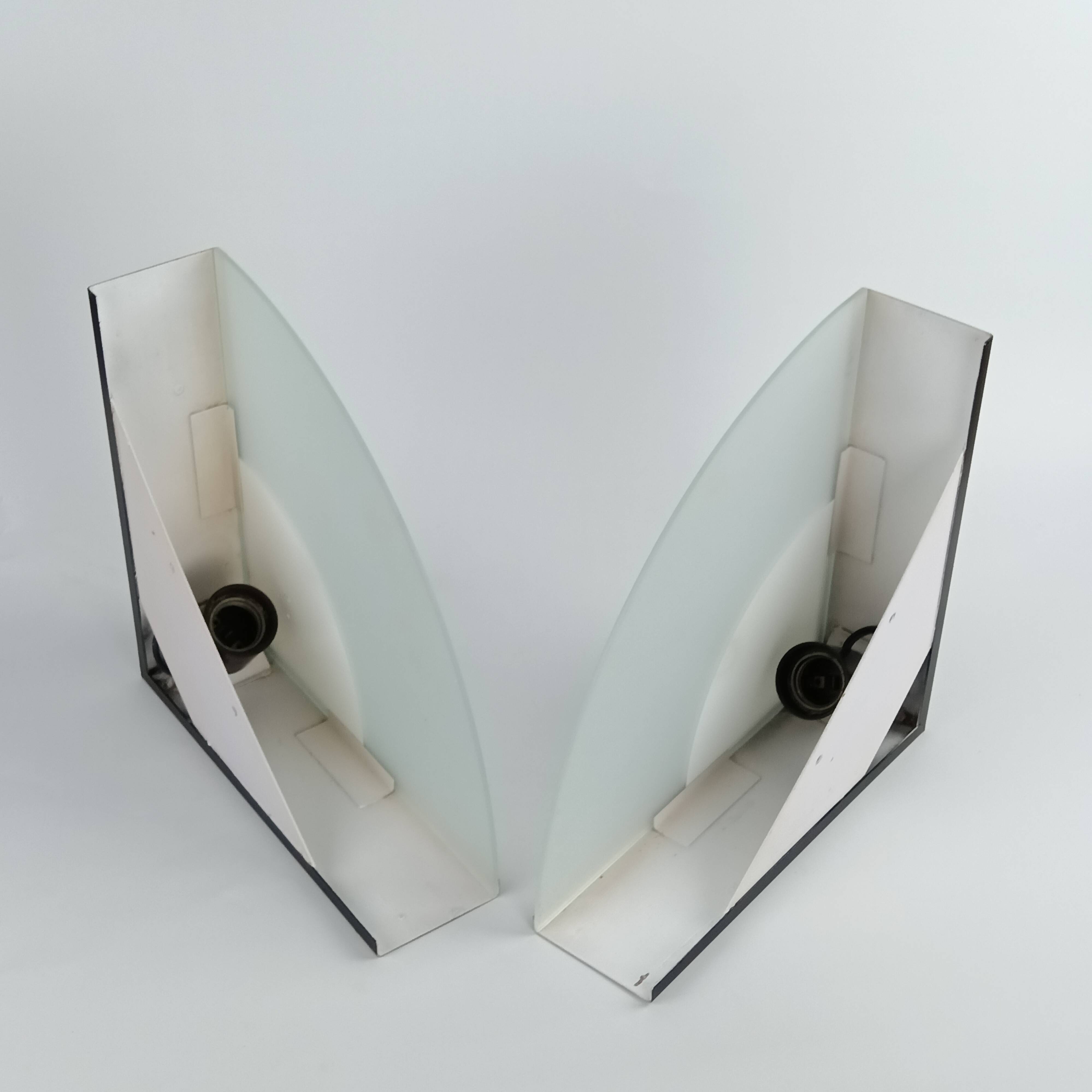 2 triangular wall lights 1980