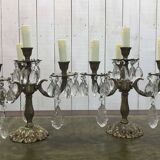 Pair of bronze tassel candlesticks