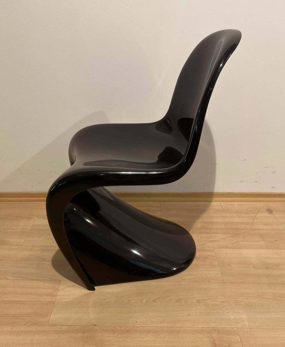 Panton Cantilever Chair in Black Pu by Verner Panton, Germany, 1971