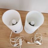 Set of 2 Vintage White Glass Table Lamp by Ivan Jakes, Czechoslovakia 1960s