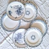 Assiettes plates anciennes dépareillées en faïence terre de fer
