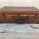 Old suitcase travel ultima brown fiber trunk