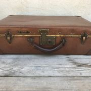 Old suitcase travel ultima brown fiber trunk