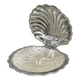 Vintage shell butter dish in glass and stainless steel
