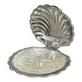 Beurrier coquillage vintage en verre et inox
