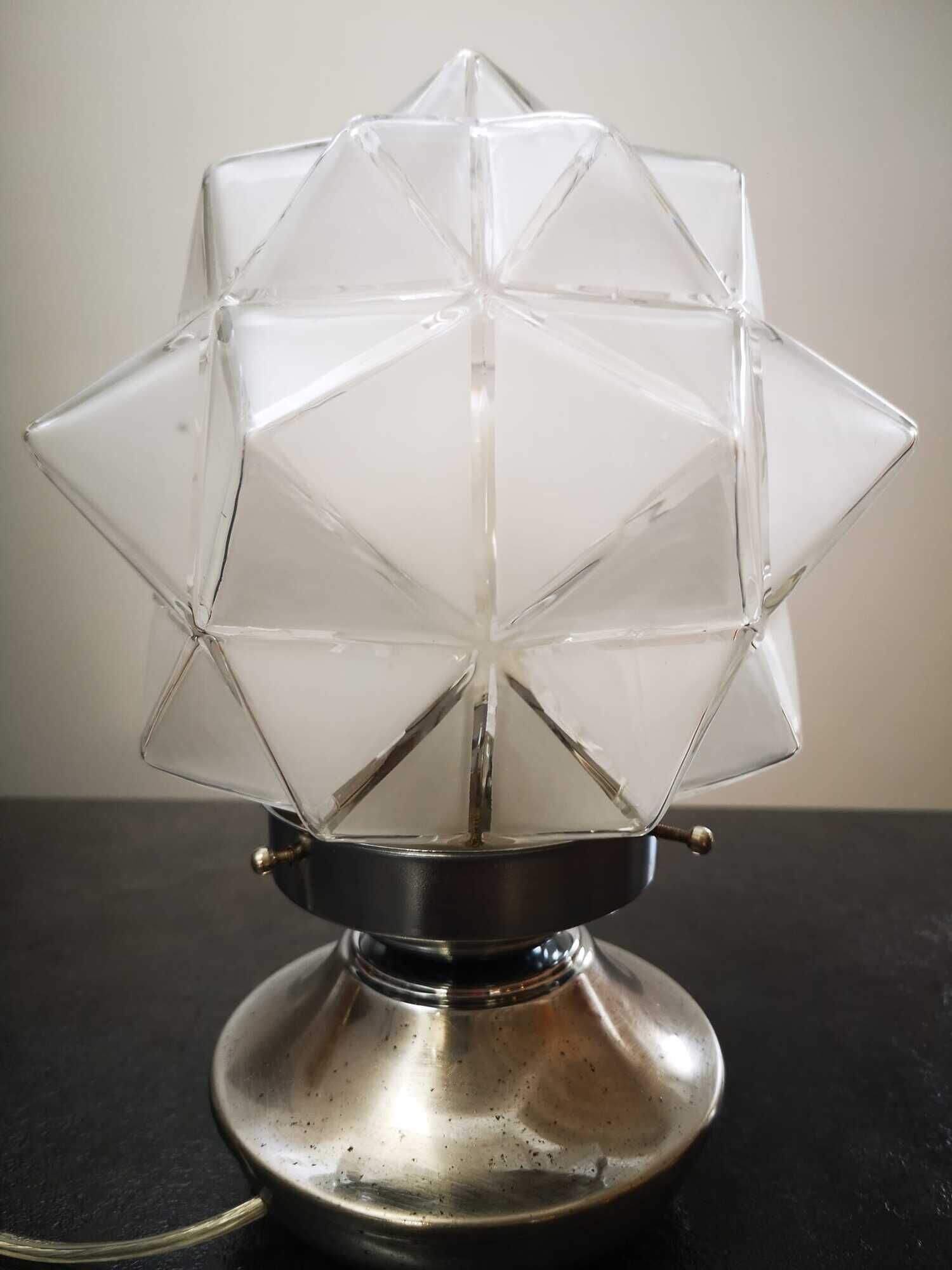Old lamp globe opalescent glass rare model Ø 18 cm ART DECO 1930 POLYEDRE 96 faces STARS