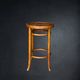 Antique high bistro stool in curved wood with a floral decorated top, Thonet style – around 1900