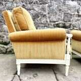 Pair of cosy armchairs by Jean Prevost in mustard velvet, 1970.
