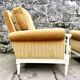 Pair of cosy armchairs by Jean Prevost in mustard velvet, 1970.