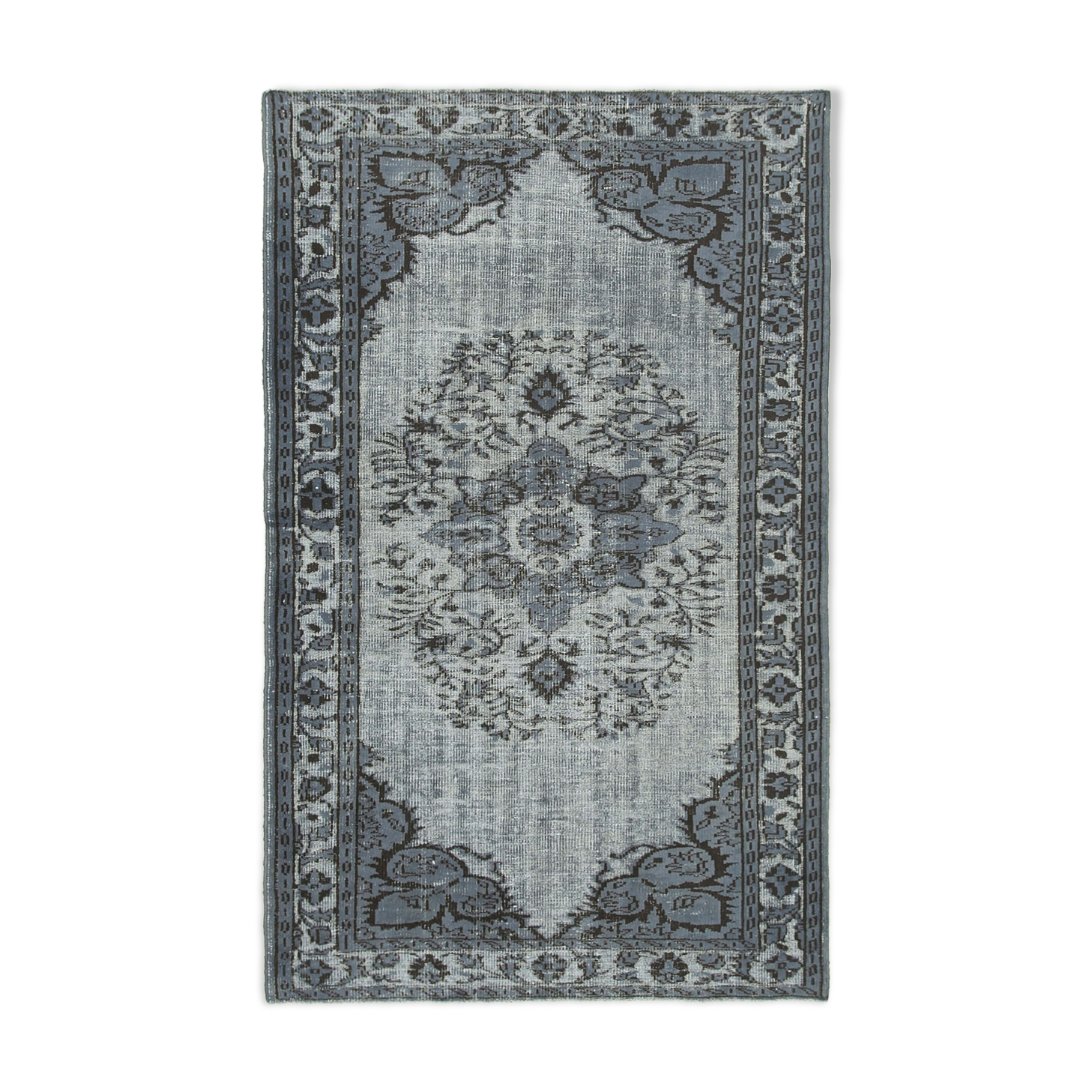 Hand-knotted rustic anatolian 1980s 160 cm x 258 cm grey carpet
