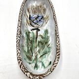 Ceramic ramekin dish vallauris Albert Thiry decor with thistle