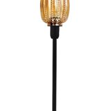 Table lamp with a vintage iridescent amber glass shade