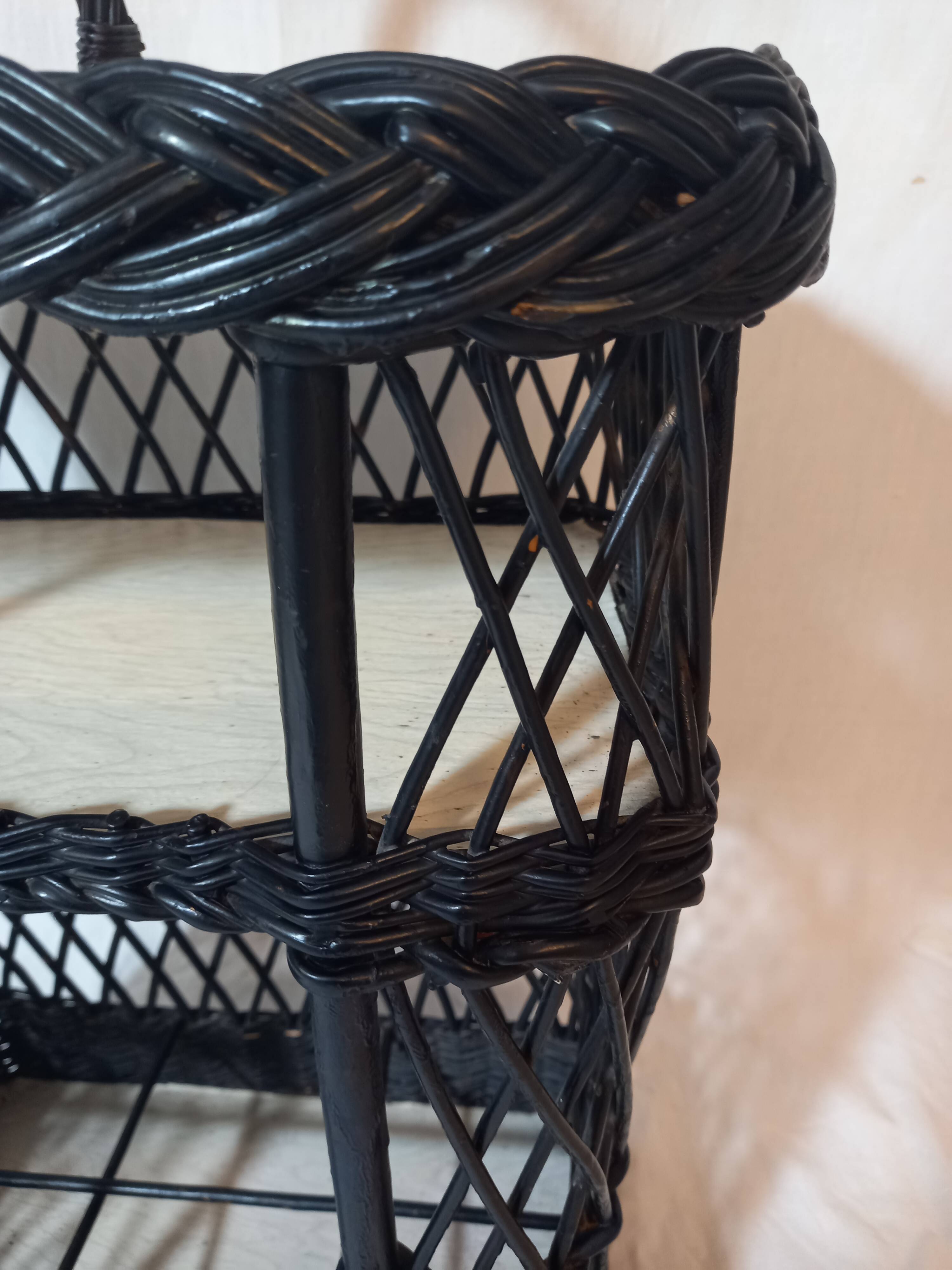 Mini bar or portable bottle holder in black rattan