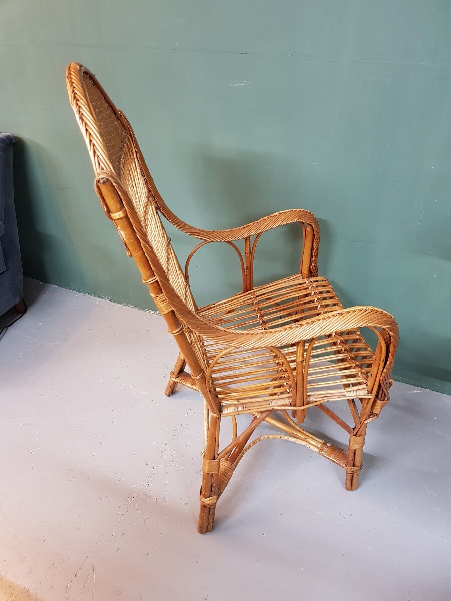 Old  Dutch Braided Wicker/Rattan Armchair.