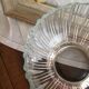 silver metal stand glass bowl