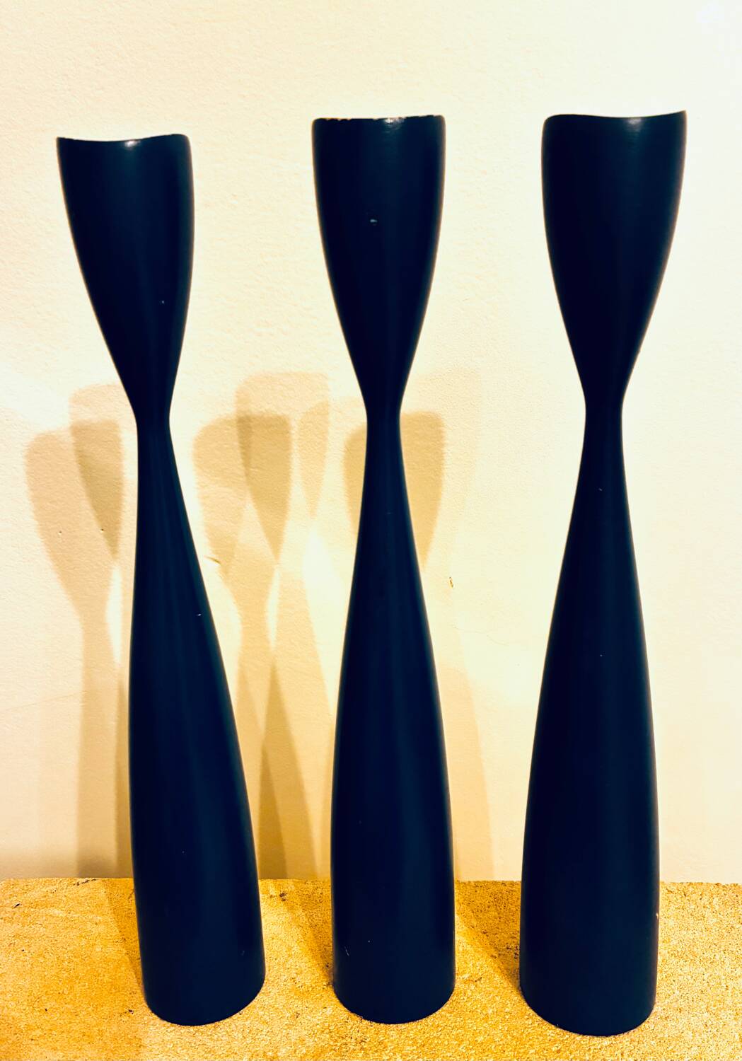 Set of 3 Danish candle holders from the 1950s-60s.