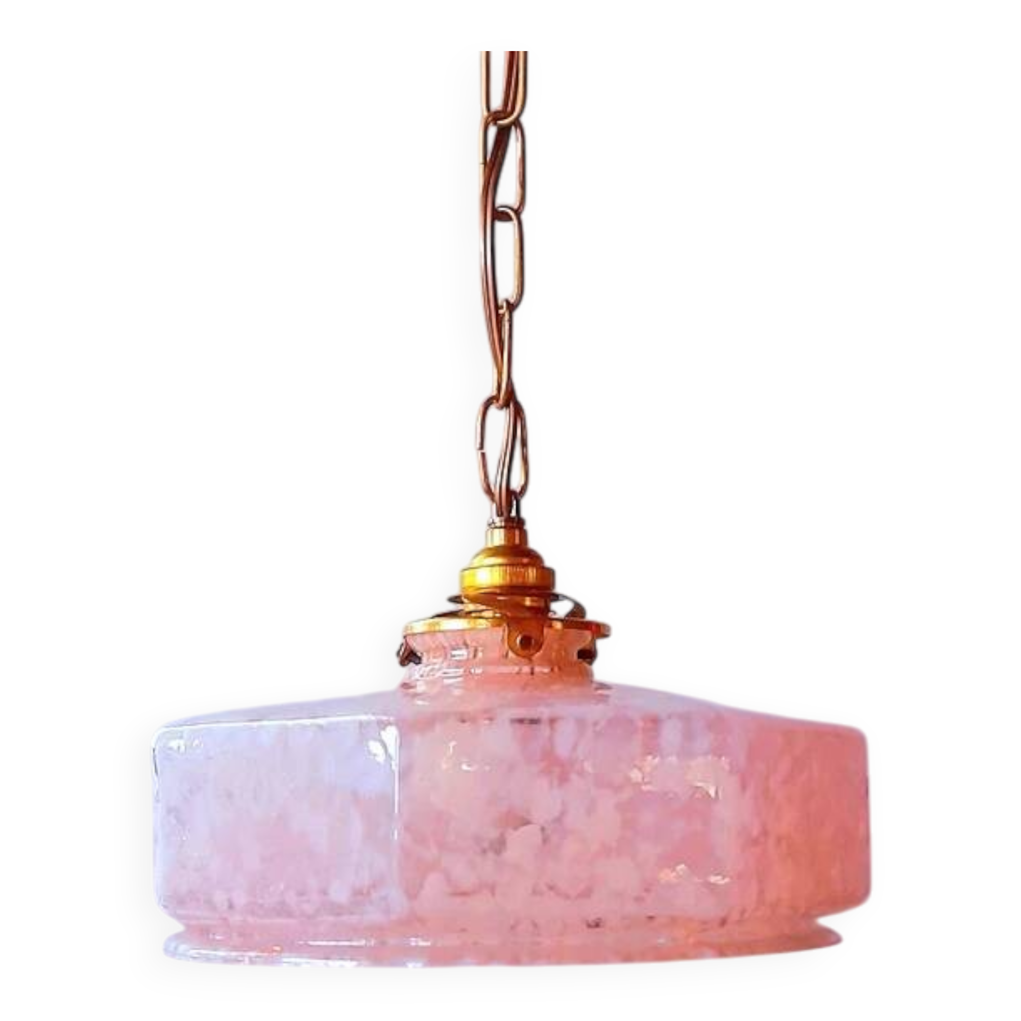 Art Deco glass pendant from Clichy in pink