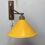 teak and metal midcentury swing arm wall lamp, Dutch 1960s