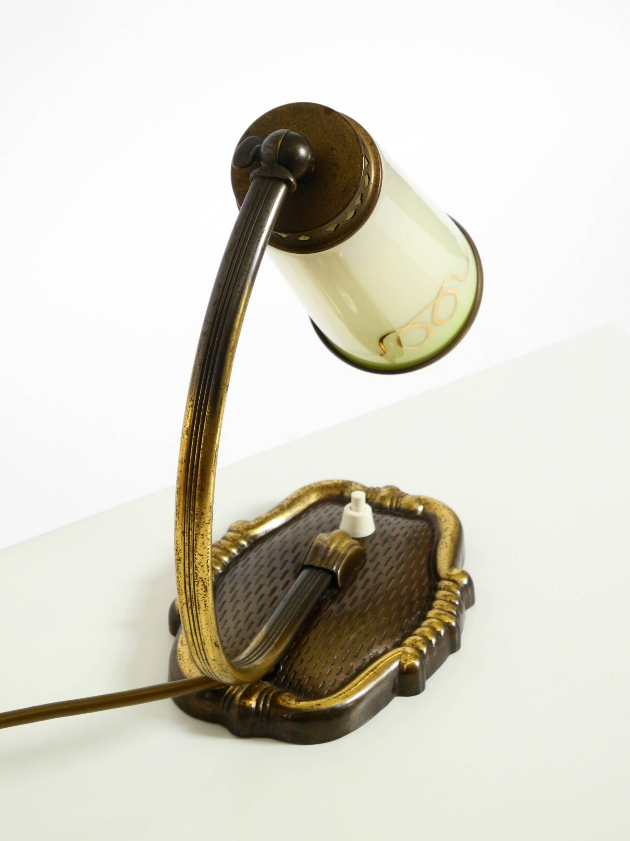 Beautiful, rare brass table lamp with glass shade | 1940s