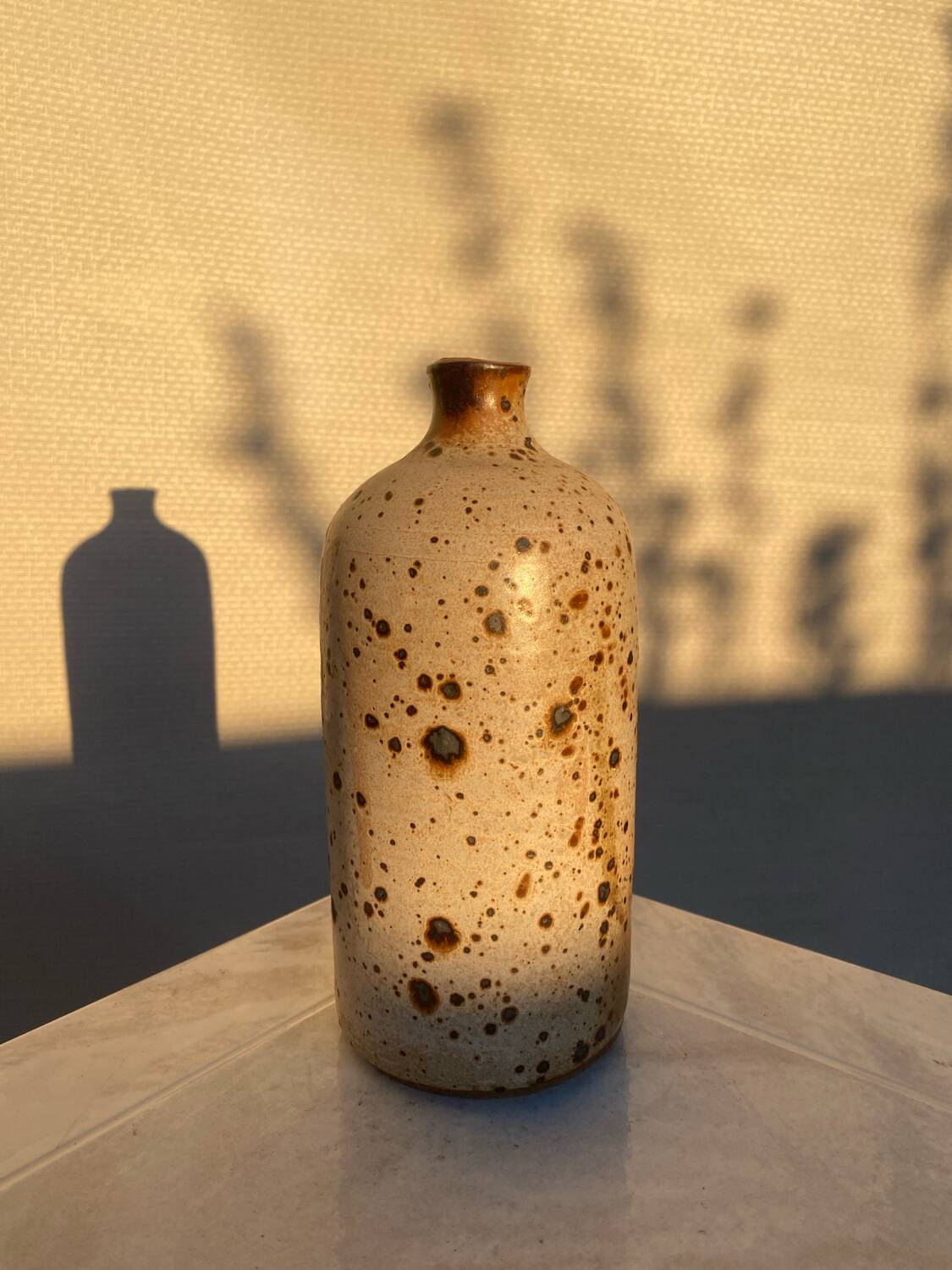 Vintage speckled stoneware vase