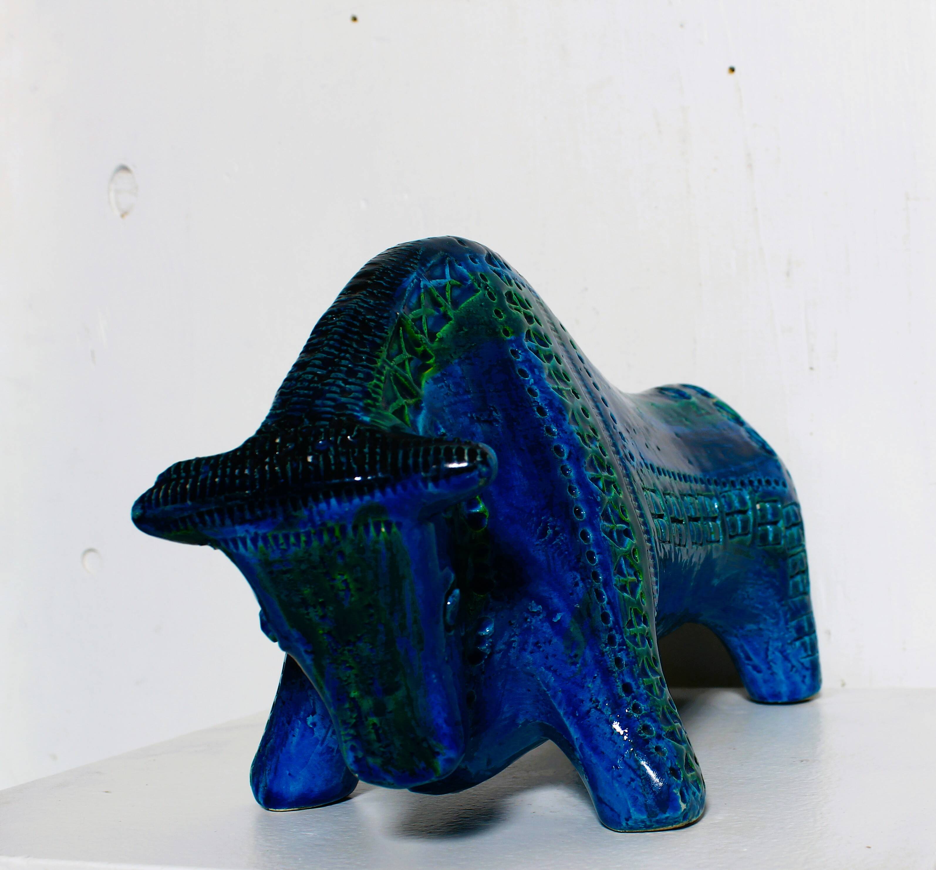Aldo Londi Bitossi Rimini Taureau Bleu Italie, années 1960