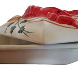Ceramic dish with slip lid lobster decor