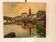 Old Oil Painting Canvas Linen River Church Village Bridge Signed D
