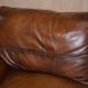 Hand-dyed leather vintage-style sofa